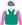 Emerald green, white epaulettes, pink sleeves, emerald green & pink striped cap