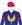 Purple, yellow stylised logo, red arm bands & cap