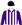 Purple & white stripes, black cap with gold tassel