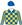 Royal blue & gold chequers, striped sleeves & royal blue cap