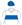 White, royal blue band & cap with white pompom