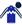 Royal blue with white zigzag band, navy & white striped sleeves, navy cap with white seams.